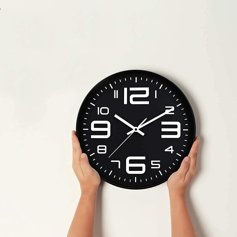 TEKCOOL Wall Clock 12" Silent Quartz Decorative Latest Wall Clock Non-Ticking Classic Clock Battery Operated Round Easy To Read For Room/Home/Kitchen/Bedroom/Office/School -Analog, Plastic Black white - Image 2