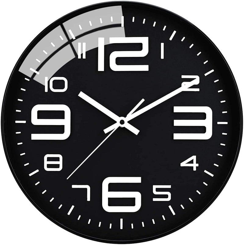 TEKCOOL Wall Clock 12" Silent Quartz Decorative Latest Wall Clock Non-Ticking Classic Clock Battery Operated Round Easy To Read For Room/Home/Kitchen/Bedroom/Office/School -Analog, Plastic Black white - Image 1
