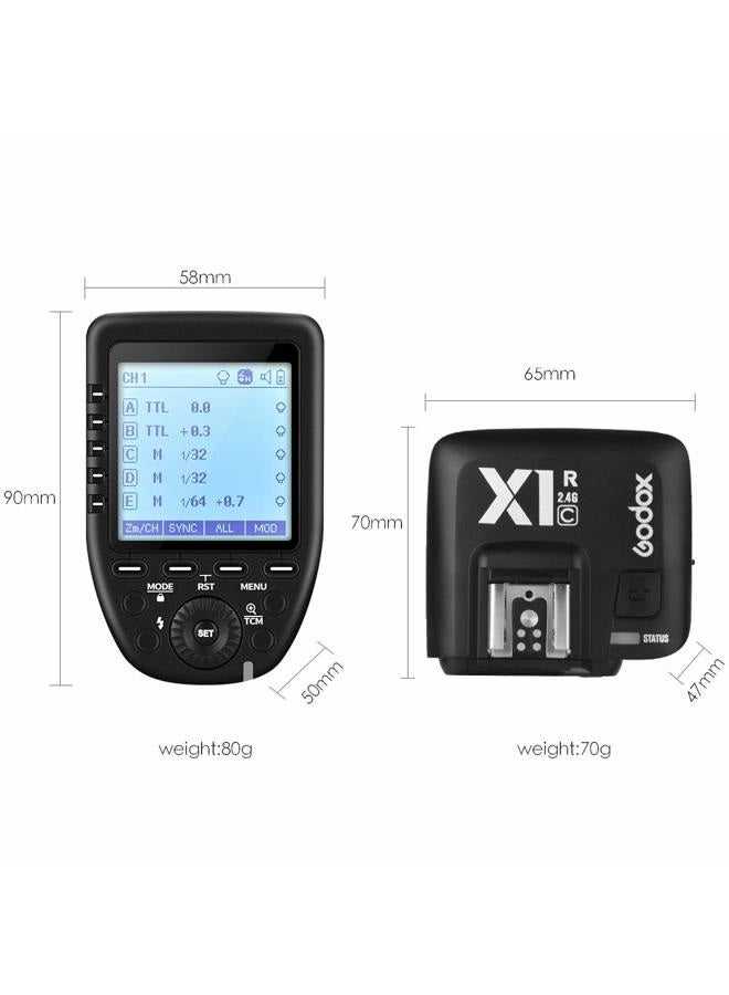 Godox Xpro-C 2.4G X System TTL Wireless Flash Trigger Transmitter & 2 * X1R-C Controller Receiver Compatible for Canon Flash - Image 2