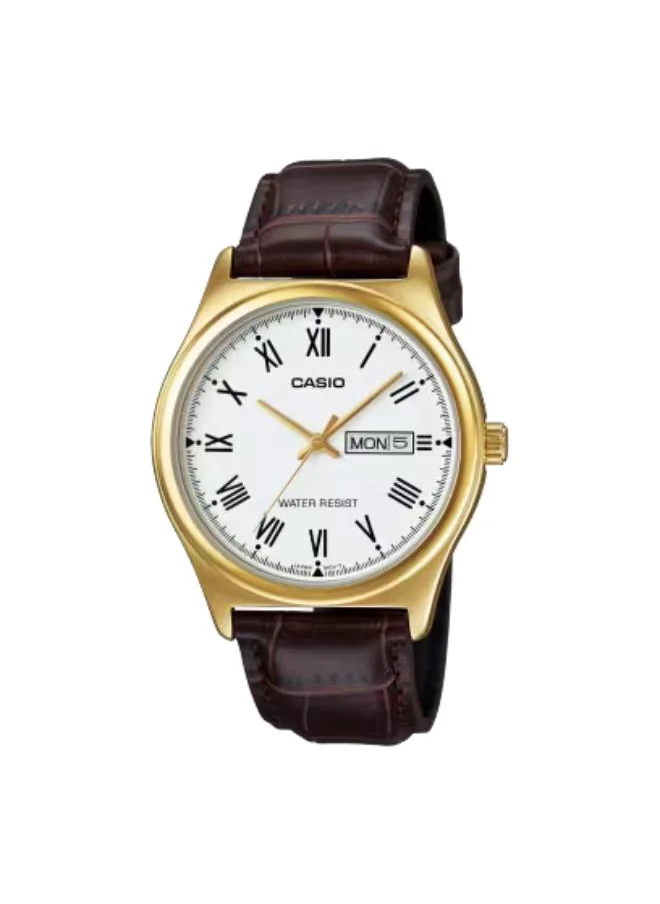 CASIO Men's Analog Display Watch With Brown Leather Strap - MTP-V006GL-7B