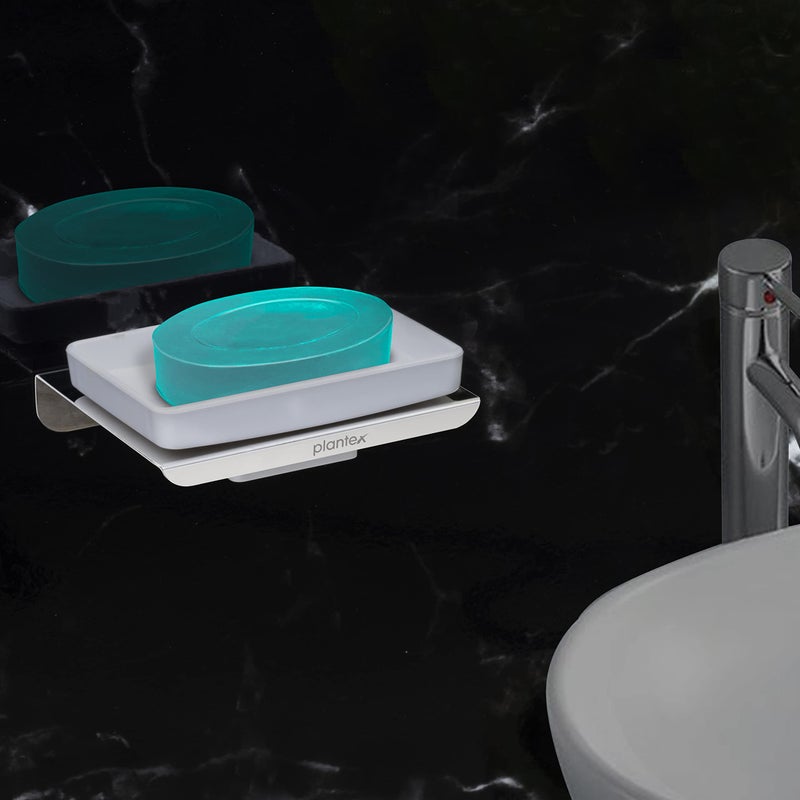 Plantex Stainless Steel with ABS Material Soap Dish/Soap Holder/Soap Stand/Bathroom Accessories - Wall Mount (Chrome) - Image 3