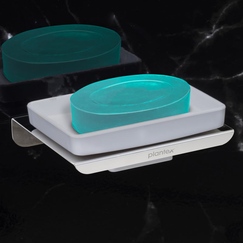 Plantex Stainless Steel with ABS Material Soap Dish/Soap Holder/Soap Stand/Bathroom Accessories - Wall Mount (Chrome) - Image 1