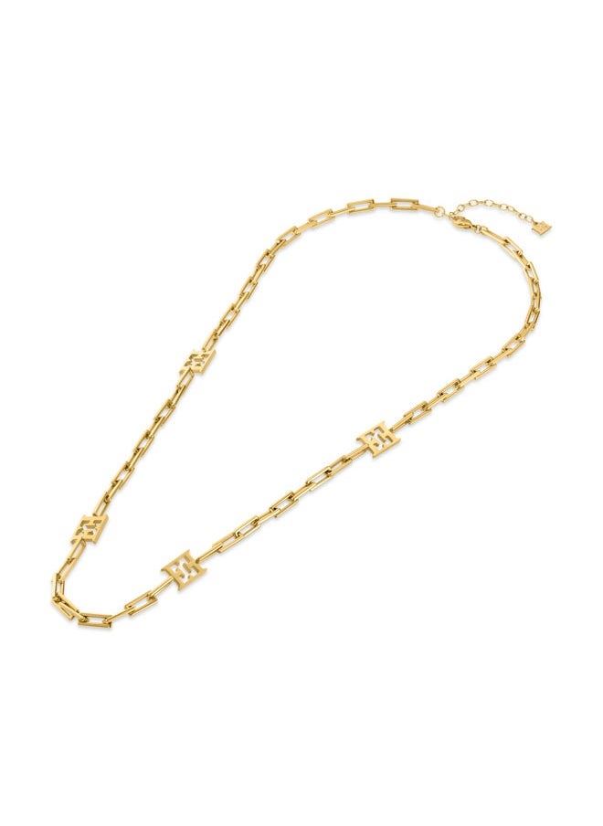 ESCADA Margaretha Link Chain Necklace with Four Iconic Logo Charms Timeless Elegance and Statement Piece - Image 2