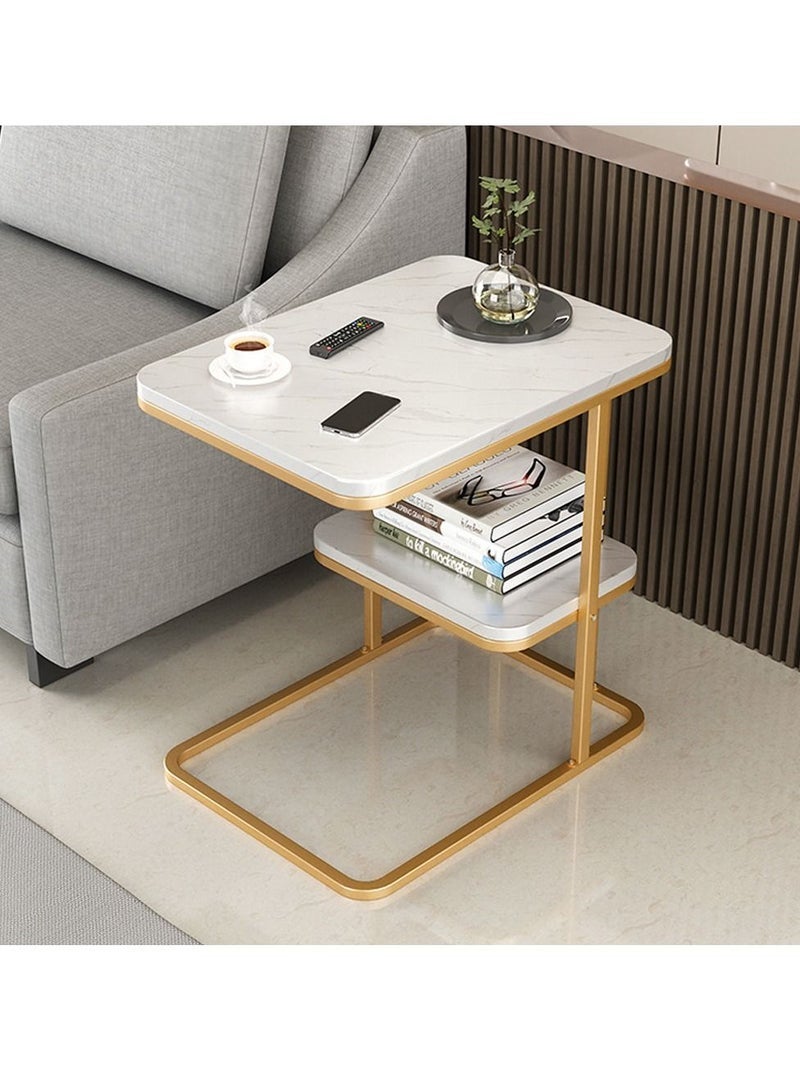 Captaintech Modern Minimalist Sofa Side Table, Home Living Room Small Coffee Table, Multifunctional Small Square Table - Image 1