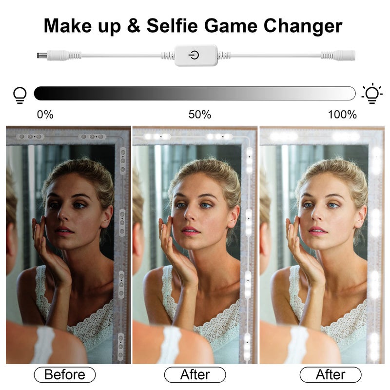 LPHUMEX Hollywood Glam Led Vanity Lights Kit, 14ft Dimmable Mirror Lights, Full Body & Bathroom Lighting, Plug in Floor Light with Power Supply (Mirror not Inlcuded) - Image 3