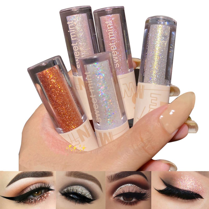 Aolailiya 5pcs Liquid Glitter Eyeshadow set Sparkling Metallic High Pigmented Glitter Eye Shadow Korean Crystals Makeup Quick Drying Long Lasting Creates HighImpact Multi Dimensional Eye Looks