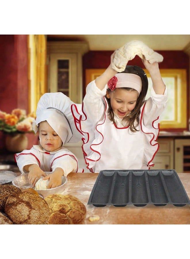FETESUR Silicone Perforated Baking Forms Sandwich Mould French Baguette Bread Pan Dog Food Mat 5 Loaf Non-Stick Baking Liners - Image 4