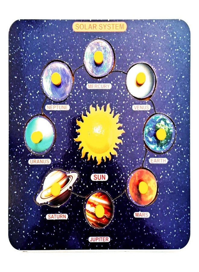 EL SMO Wooden Solar System Puzzle, Educational Learning Tray, Solar System Puzzle Board for Pre-School Kids - Image 1