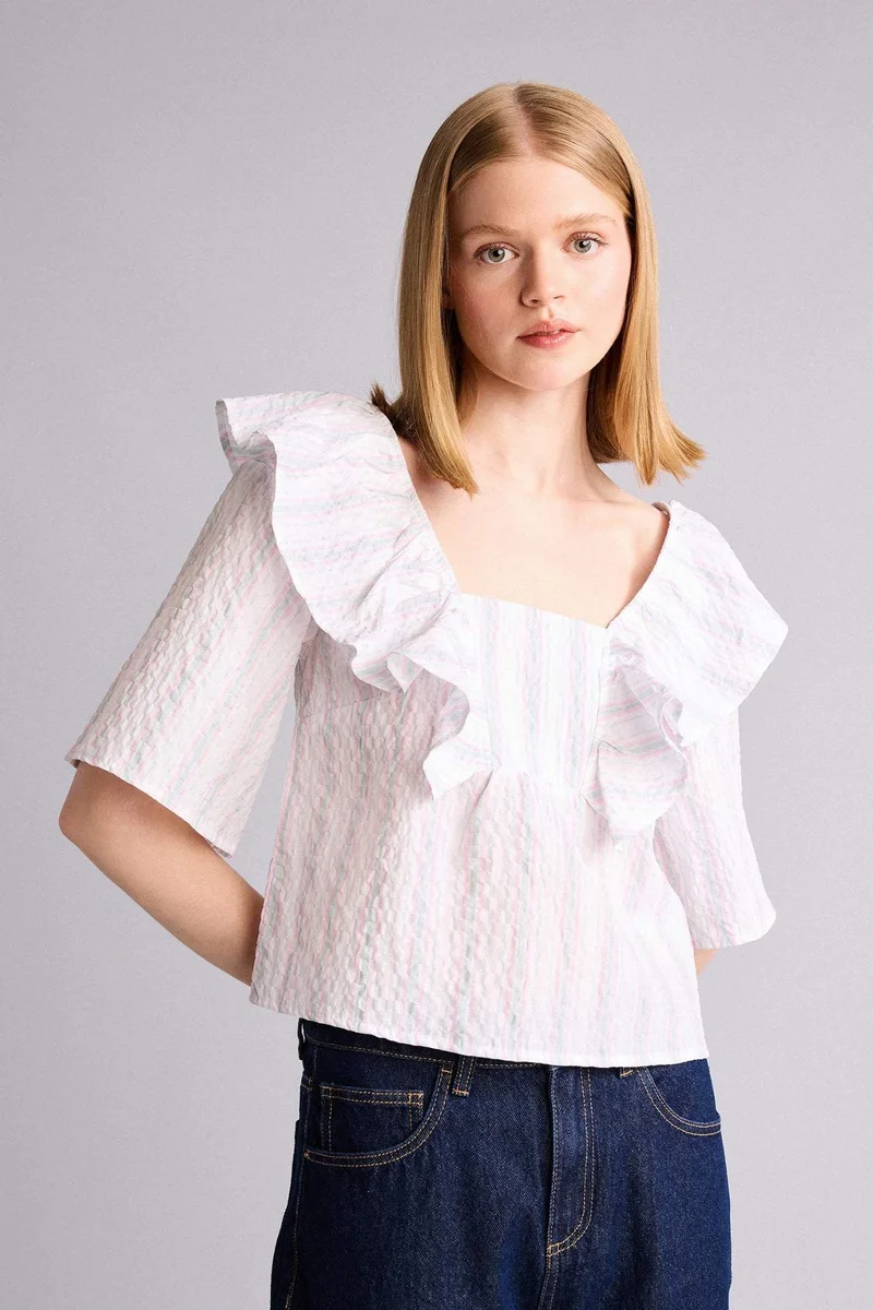 ديفاكتو Regular Fit Short Sleeve Blouse
