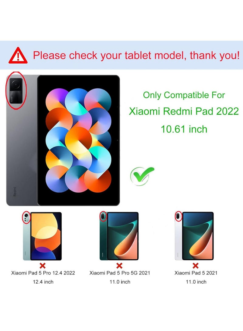 روك بو حالة ل Xiaomi Redmi Pad 10.61 بوصة تاريخ الإصدار 2022 غطاء واقي ذكي ثلاثي الطي نحيف خفيف الوزن مع حامل متعدد الزوايا - Image 2