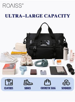 roaiss Large Capacity Travel Fitness Bag Independent Shoe Compartment Dry Wet Separation Sports Bag Adjustable And Detachable Shoulder Strap Luggage Bag  - Image 3