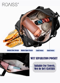 roaiss Large Capacity Travel Fitness Bag Independent Shoe Compartment Dry Wet Separation Sports Bag Adjustable And Detachable Shoulder Strap Luggage Bag  - Image 4
