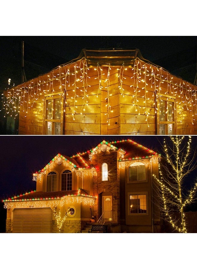 أضواء جينش 304 LED الشمسية على شكل icicle لتزيين عيد الميلاد في الهواء الطلق، 8 أوضاع، أضواء icicle مائية لتزيين العطلات الخارجية، الفناء، الشرفة، عيد الميلاد، النافذة، زينة حواف المنزل، أبيض دافئ - Image 2