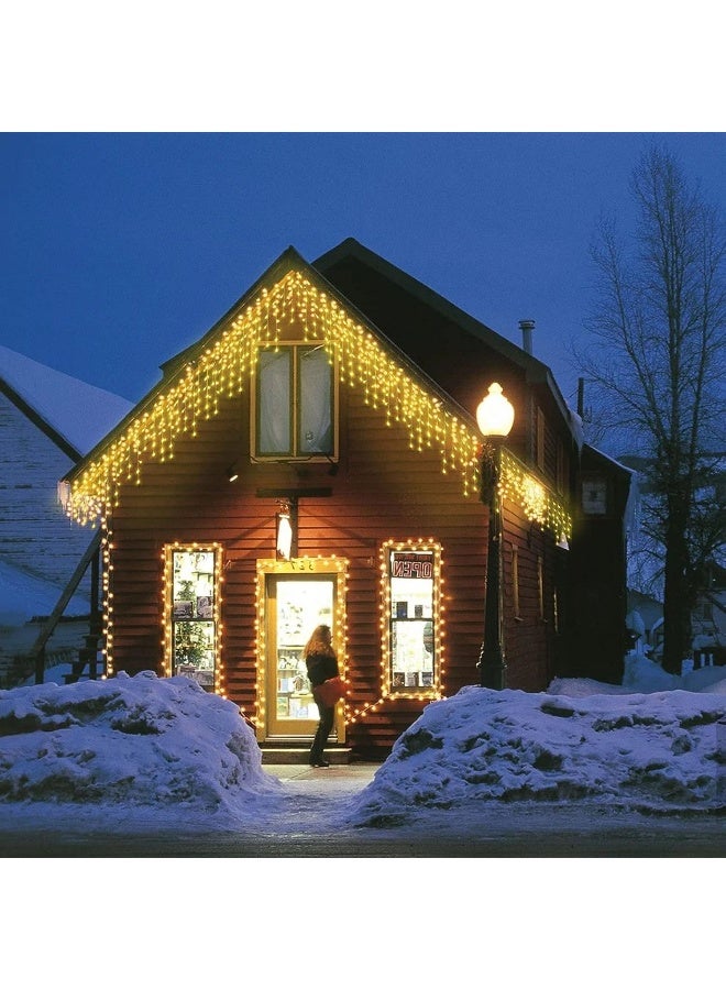 أضواء جينش 304 LED الشمسية على شكل icicle لتزيين عيد الميلاد في الهواء الطلق، 8 أوضاع، أضواء icicle مائية لتزيين العطلات الخارجية، الفناء، الشرفة، عيد الميلاد، النافذة، زينة حواف المنزل، أبيض دافئ - Image 3