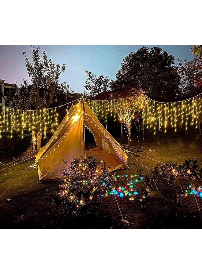 أضواء جينش 304 LED الشمسية على شكل icicle لتزيين عيد الميلاد في الهواء الطلق، 8 أوضاع، أضواء icicle مائية لتزيين العطلات الخارجية، الفناء، الشرفة، عيد الميلاد، النافذة، زينة حواف المنزل، أبيض دافئ - Image 4