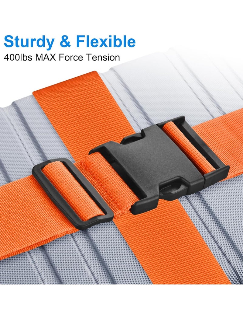 Flushrenic Luggage Straps for Suitcases TSA Approved, 4 Pack Adjustable Suitcase Straps for Luggage， with Name Card Luggage Belt Strap Travel Belt for Luggage - Orange - Image 2