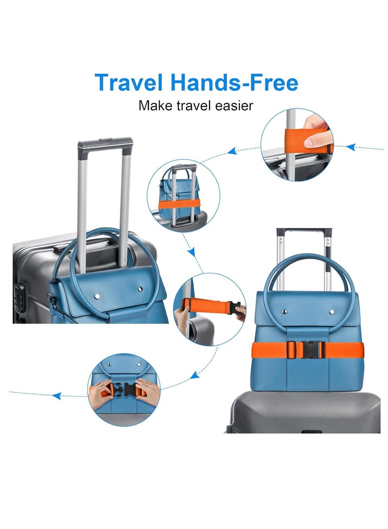 Flushrenic Luggage Straps for Suitcases TSA Approved, 4 Pack Adjustable Suitcase Straps for Luggage， with Name Card Luggage Belt Strap Travel Belt for Luggage - Orange - Image 4