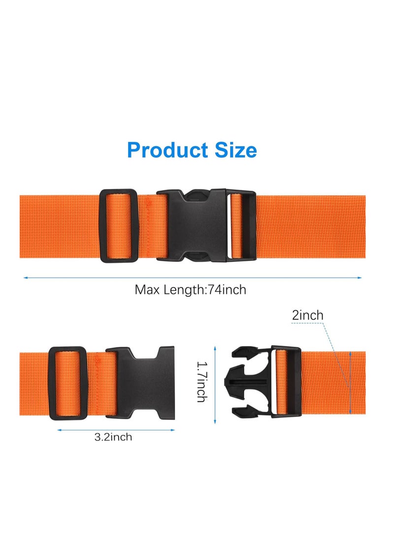 Flushrenic Luggage Straps for Suitcases TSA Approved, 4 Pack Adjustable Suitcase Straps for Luggage， with Name Card Luggage Belt Strap Travel Belt for Luggage - Orange - Image 5
