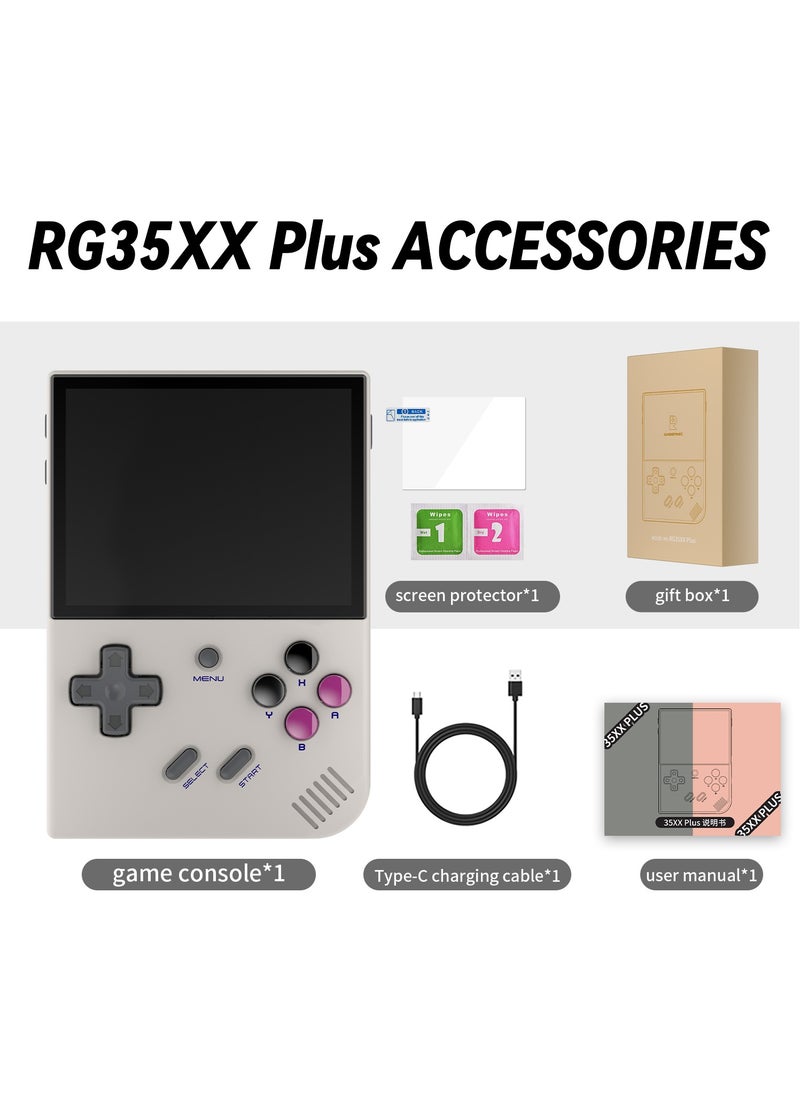 ANBERNIC  - RG35XX Plus Linux Handheld Game Console, 3.5'' IPS Screen, Pre-Loaded 5527 Games, 3300mAh Battery, Supports 5G WiFi Bluetooth HDMI and TV Output (64GB, Grey) - Image 1