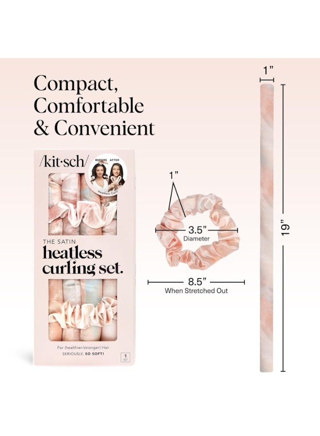 Kitsch Satin Heatless Curlers Set – Heatless Curls Overnight w/ 34" Hair Waver & 2 Satin Hair Scrunchies, Comfortable Hair Curlers to Sleep In for Frizz-Free, No Heat Damage Styling - Sunset Tie Dye - Image 2