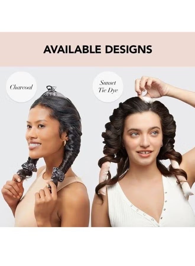 Kitsch Satin Heatless Curlers Set – Heatless Curls Overnight w/ 34" Hair Waver & 2 Satin Hair Scrunchies, Comfortable Hair Curlers to Sleep In for Frizz-Free, No Heat Damage Styling - Sunset Tie Dye - Image 5