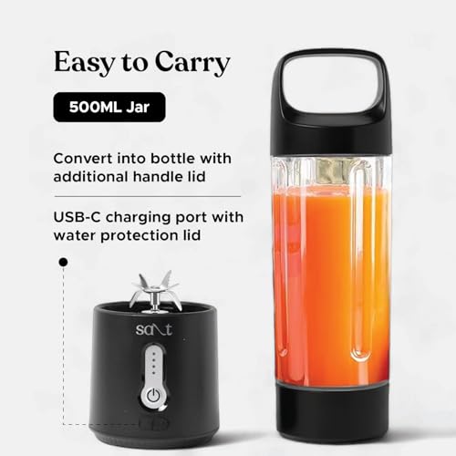 Salt PureBlend Pro Portable Blender for Smoothies, Protein Shakes, Crushing Ice | 4000 mAh Battery, USB-C Port | 230W Motor with Turbo Mode | 500ml (Black) - Image 4