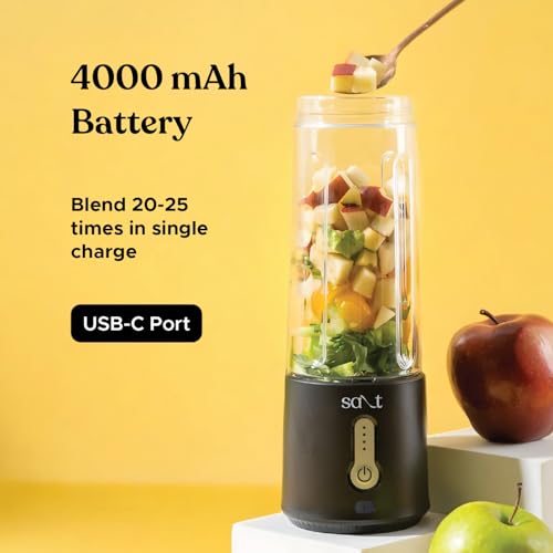 Salt PureBlend Pro Portable Blender for Smoothies, Protein Shakes, Crushing Ice | 4000 mAh Battery, USB-C Port | 230W Motor with Turbo Mode | 500ml (Black) - Image 3