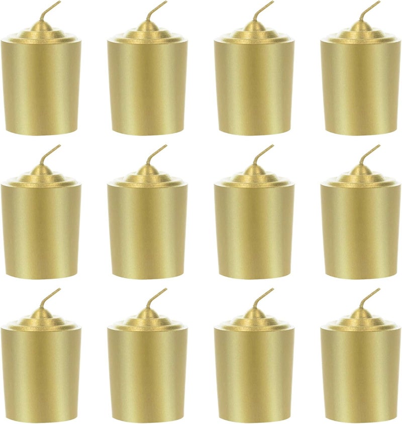 Gold Unscented 15 Hours Votive Candles Pack of 12