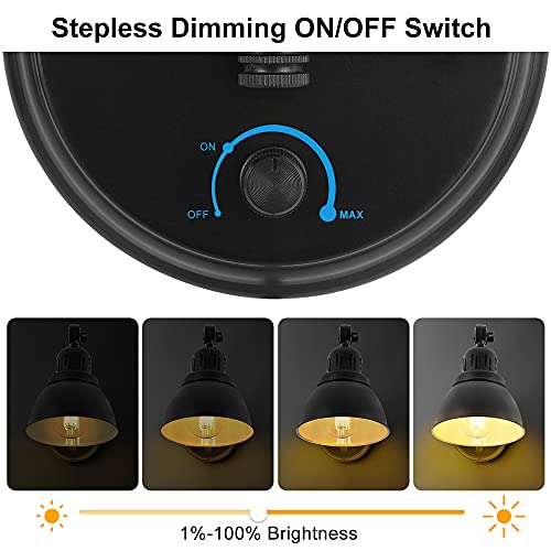 GOODATE Plug in Wall Sconces Set of 2, ENCOMLI Wall Sconce Lighting with Dimmable On Off Switch, Swing Arm Wall Lamp, Black Metal Industrial Wall Light Fixtures, Safety E26 Base, 6FT Plug in Cord - Image 3