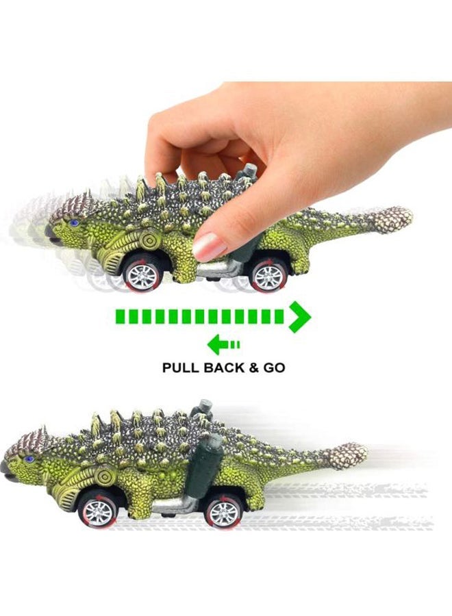 NIBEMINENT 6-Piece Dinosaur Pull Back Car Toy Set 13.5x3.5x4.5centimeter  - Image 5