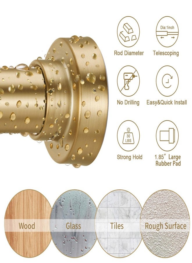 YNL Tension Shower Curtain Rod 34-66 Inch, Adjustable Spring Tension Curtain Rod No Drilling, Non-Slip, Never Rust, Stainless Steel, for Small Window Laundry Door Entryway, Gold - Image 2