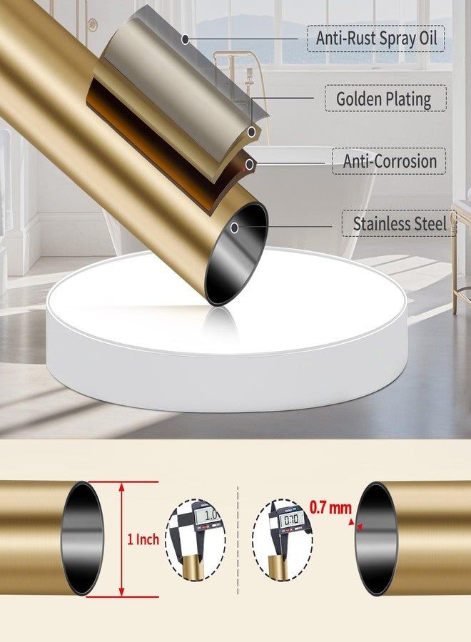 YNL Tension Shower Curtain Rod 34-66 Inch, Adjustable Spring Tension Curtain Rod No Drilling, Non-Slip, Never Rust, Stainless Steel, for Small Window Laundry Door Entryway, Gold - Image 4