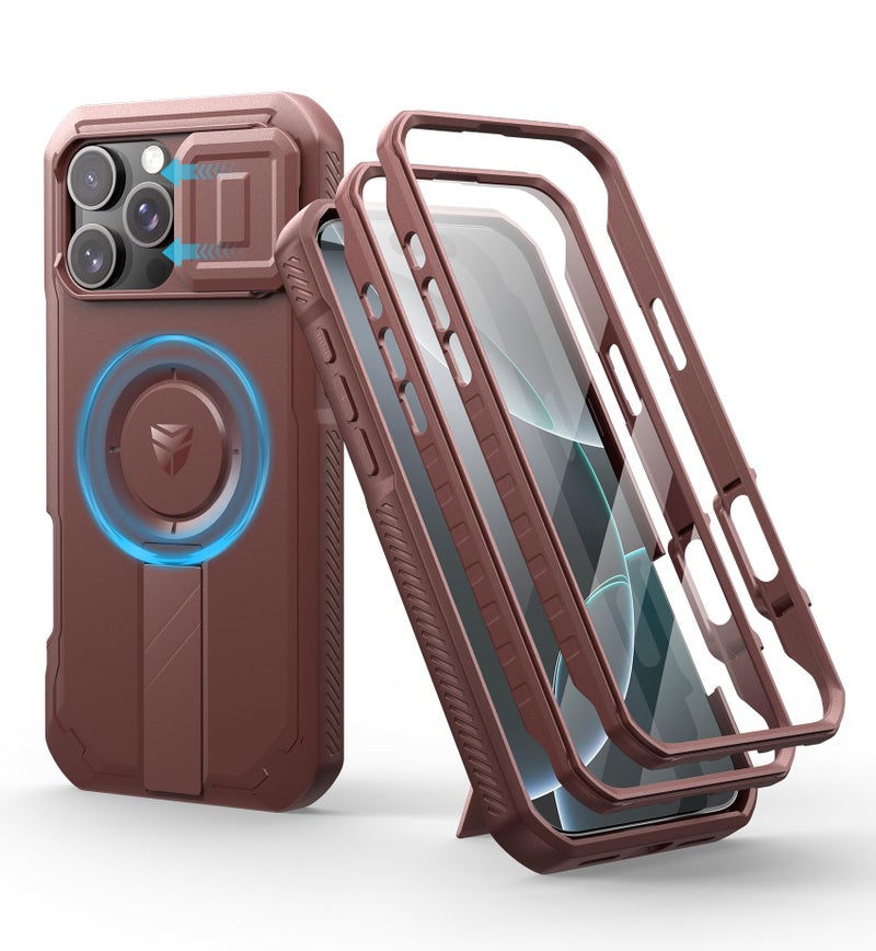 Dexnor for iPhone 16 Pro Max Case with Slide Camera Cover Adjustable Kickstand Builtin Screen ProtectorCompatible with MagSafe Shockproof Cases HeavyDuty Magnetic Protective CoverMaroon Red - Image 2