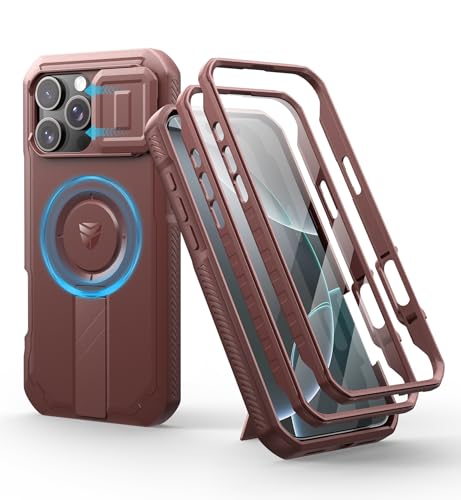 Dexnor for iPhone 16 Pro Max Case with Slide Camera Cover Adjustable Kickstand Builtin Screen ProtectorCompatible with MagSafe Shockproof Cases HeavyDuty Magnetic Protective CoverMaroon Red - Image 1