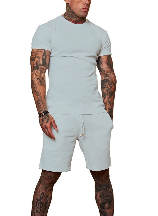 Redqenting Mens 8" Casual Sweat Shorts with Pockets,Drawstring Athletic Shorts Waffle Lounge Summer Shorts (Size28~40)  - Image 3