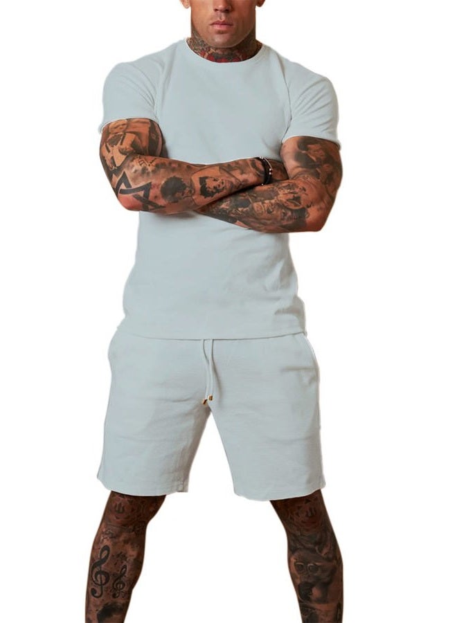 Redqenting Mens 8" Casual Sweat Shorts with Pockets,Drawstring Athletic Shorts Waffle Lounge Summer Shorts (Size28~40)  - Image 2