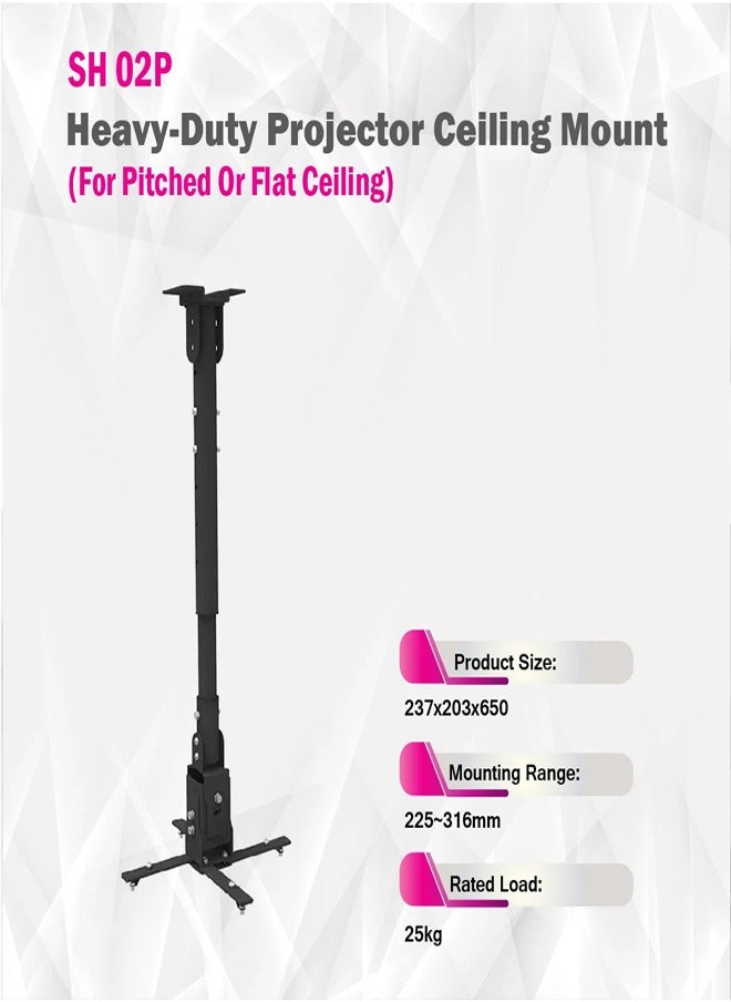 Skill Tech SH 02P Universal Projector Ceiling Mount, Mounting Profile 600mm-1100mm, 25kg Load Capacity – Black  - Image 4