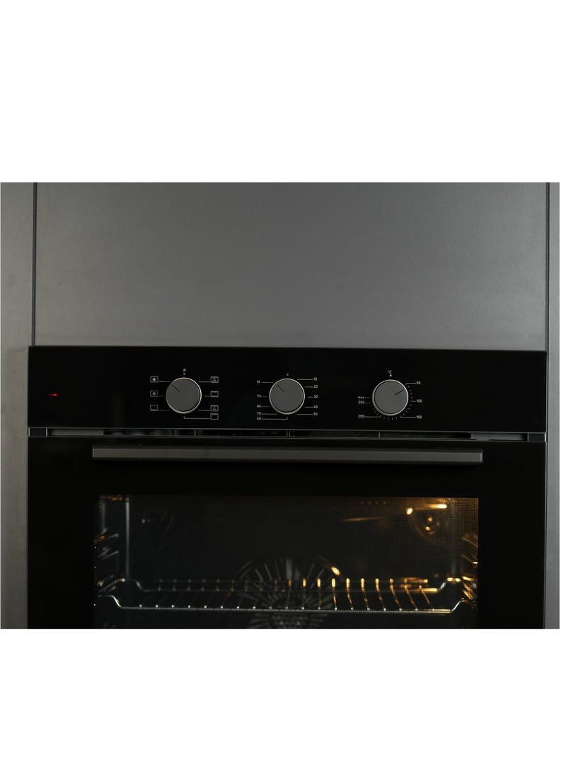 General Goldin Built-In Electric Oven, black panel7 Programs, 72 Lt, 60x60 cm, Power Timer, Cooling Fan, High Quality Material - Image 2