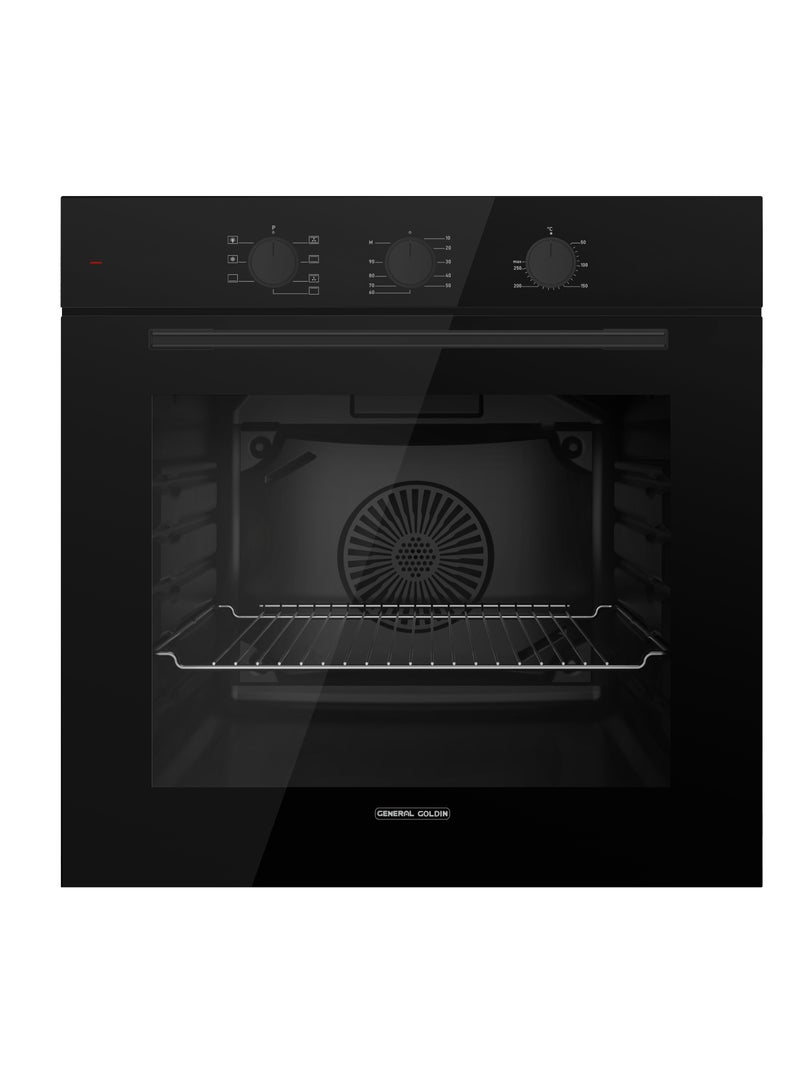 General Goldin Built-In Electric Oven, black panel7 Programs, 72 Lt, 60x60 cm, Power Timer, Cooling Fan, High Quality Material - Image 1