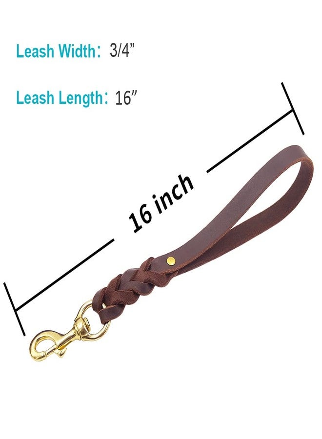 FAIRWIN Leather Short Dog Leash 16" - Short Dog Traffic Lead Leash for Large Dogs Training and Walking(3/4" x 16", Brown) - Image 5