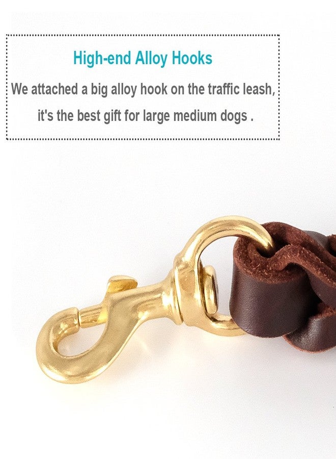 FAIRWIN Leather Short Dog Leash 16" - Short Dog Traffic Lead Leash for Large Dogs Training and Walking(3/4" x 16", Brown) - Image 3