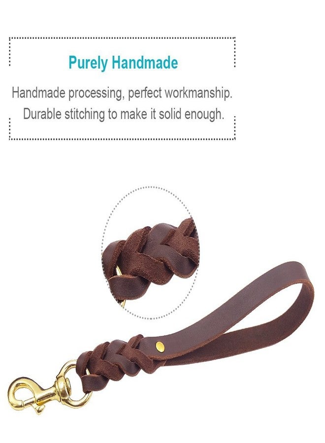 FAIRWIN Leather Short Dog Leash 16" - Short Dog Traffic Lead Leash for Large Dogs Training and Walking(3/4" x 16", Brown) - Image 2