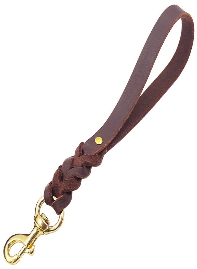 FAIRWIN Leather Short Dog Leash 16" - Short Dog Traffic Lead Leash for Large Dogs Training and Walking(3/4" x 16", Brown) - Image 1