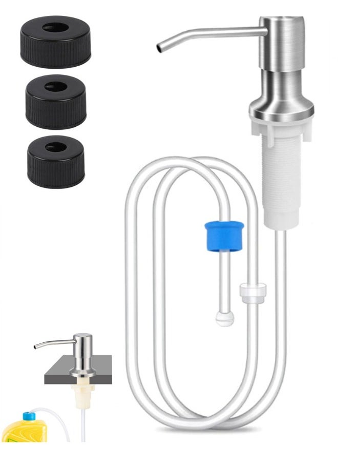 Generic Dish Soap Dispenser for Kitchen Sink, Countertop Built in Sink Soap Dispenser Pump Head with 1m/39” Extension Tube fit Kitchen Bathroom  - Image 1