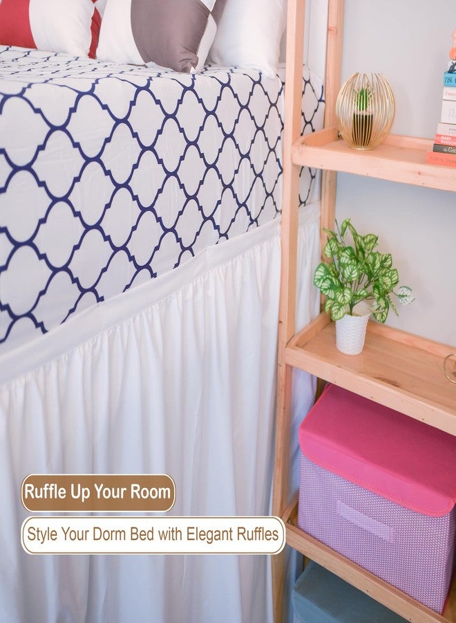 ARLinen تنورة سرير توأم XL من ARlinen، طول إضافي 30 بوصة، ميكروفايبر فاخرة، تصميم 3 لوحات مع زوايا مقسومة، مثالية لغرف نوم الجامعات، بيضاء - Image 5