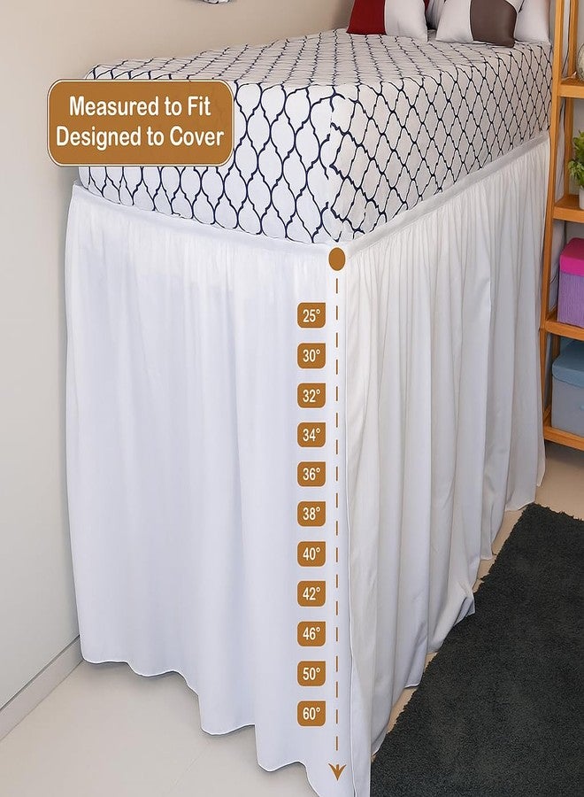 ARLinen تنورة سرير توأم XL من ARlinen، طول إضافي 30 بوصة، ميكروفايبر فاخرة، تصميم 3 لوحات مع زوايا مقسومة، مثالية لغرف نوم الجامعات، بيضاء - Image 3
