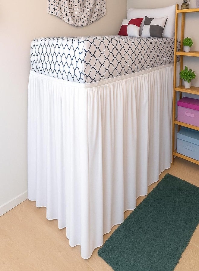 ARLinen تنورة سرير توأم XL من ARlinen، طول إضافي 30 بوصة، ميكروفايبر فاخرة، تصميم 3 لوحات مع زوايا مقسومة، مثالية لغرف نوم الجامعات، بيضاء - Image 1