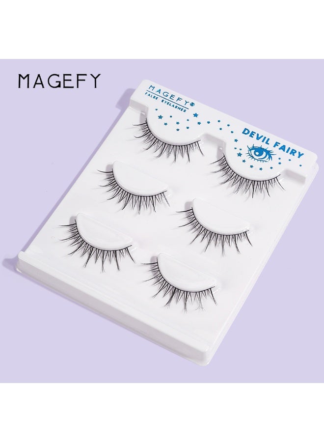 MAGEFY 3 Pairs Pack Light Volume Short Fake Eye Lashes Lashes False Eyelashes Cat Eyes Wispy Natural Faux Mink Lashes - Image 5