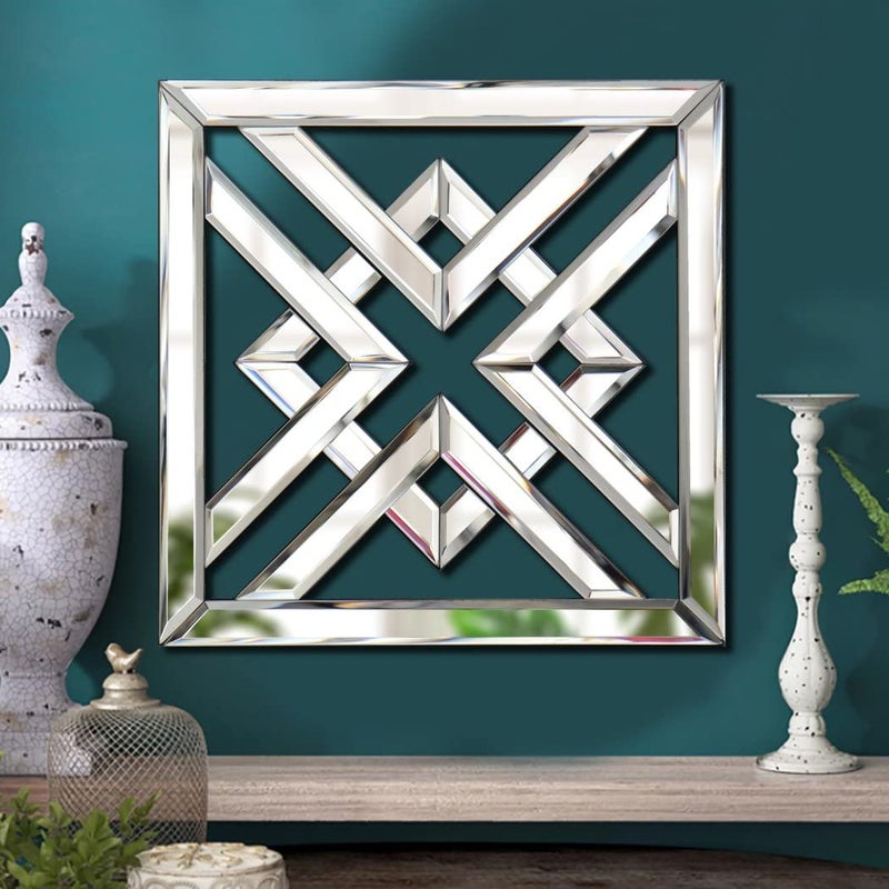 QMDECOR Decor Mirror Size 12x12 inches Square Mirrored Silver Wall Decorative Mirror with Beveled Edge Modern Fashionable WallMounted Mirrors