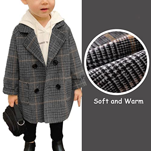 Aivtalk Toddler Boy Kids Double Breasted Wool Peacoat Notched Collar Dress Coat Winter Outwear for Little Kids Classic Trench Coat - Image 4